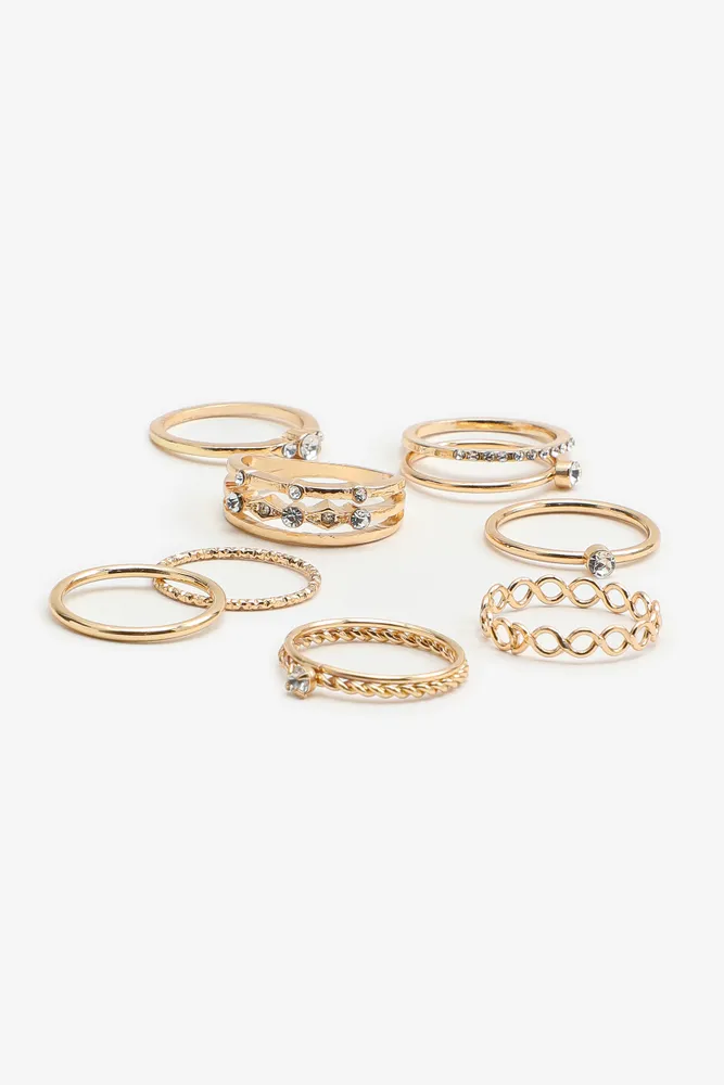 Gold Embellished Assorted Rings (8 Pack)