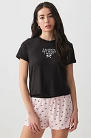 Ardene Boxy PJ Set in Black | Size | Polyester/Spandex | Eco-Conscious