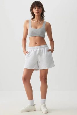Ardene MADESOFT Fleece Midi Sweatshorts in Saltstone Grey | Size | Polyester/Cotton