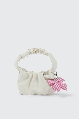 Ardene Kids Shoulder Bag with Keychain in White | Faux Leather