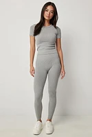 Ardene Seamless Ribbed Leggings in Grey | Size | Polyester/Nylon/Elastane | Eco-Conscious