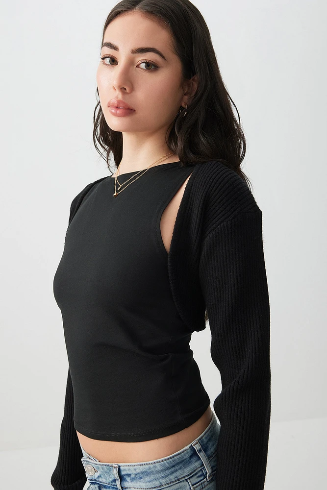 Ardene Ultra Crop Bolero in | Size | Polyester/Nylon/Viscose