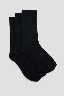 Ardene 3-Pack Ribbed Crew Socks in | Polyester/Spandex