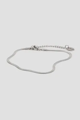 Ardene Stainless Steel Flat Chain Anklet in Silver