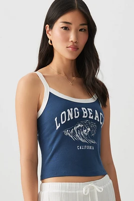 Ardene Beach Destination Tank Top in Dark Blue | Size | Spandex/Cotton