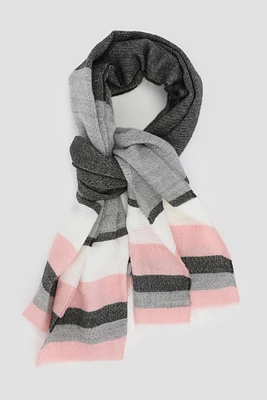 Ardene Striped Scarf in Grey | 100% Acrylic