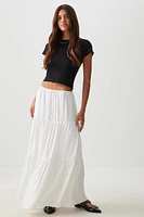 Ardene Maxi Tiered Skirt in White | Size | 100% Viscose