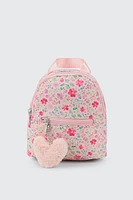 Ardene Kids Backpack with Heart Keychain in Light Pink | 100% Recycled Polyester | Eco-Conscious