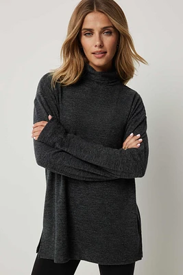 Ardene Long Turtleneck Sweater in Black | Size | Polyester/Rayon/Elastane