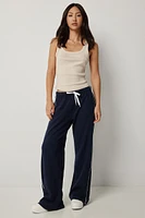 Ardene Double Stripe Baggy Sweatpants in Dark | Size | Polyester/Cotton