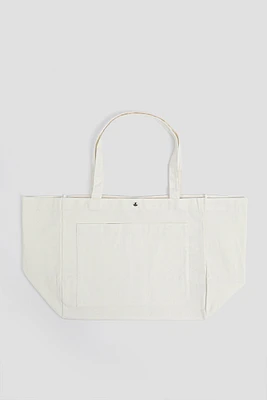 Ardene Large Canvas Tote Bag in White | Polyester | Eco-Conscious