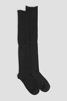 Ardene Over-the-Knee Socks with Rolled Cuffs in Black | Polyester/Spandex