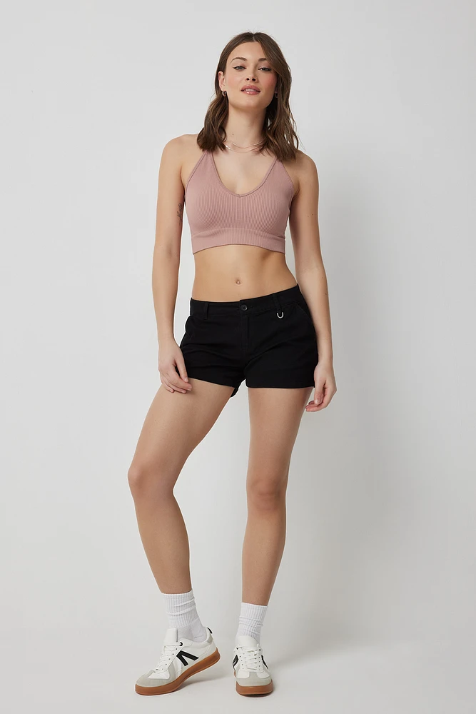 Ardene Low Rise Classic Twill Shorts in Black | Size | Spandex/Cotton