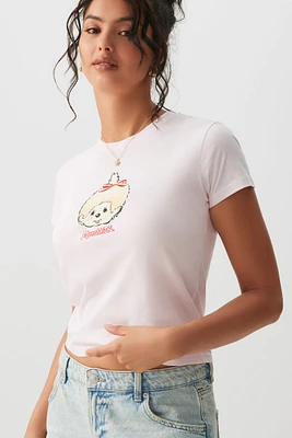 Ardene Monchhichi Crop T-Shirt in Light Pink | Size | 100% Cotton