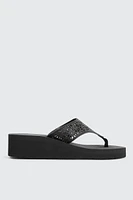 Ardene Floral Cutout Wedge Flip-Flops Sandals in | Size | Eco-Conscious