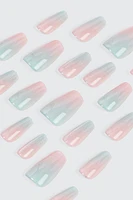 Ardene 20-Pack Ombre Coffin Fake Nails in Light Blue