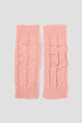 Ardene Cable Knit Leg Warmers For Kids in Light Pink