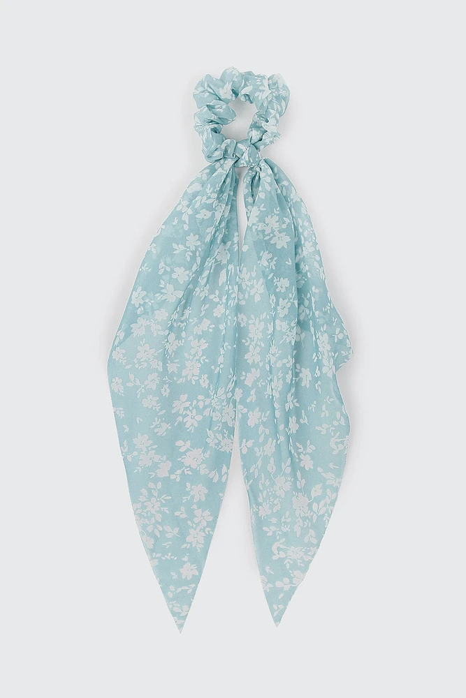 Ardene Floral Scarf Scrunchie in Light | Polyester