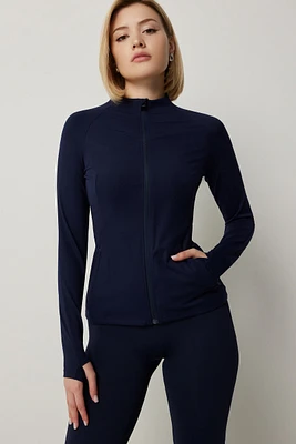 Ardene Lightweight Fitted Jacket in Dark Blue | Size | Nylon/Elastane | Eco-Conscious