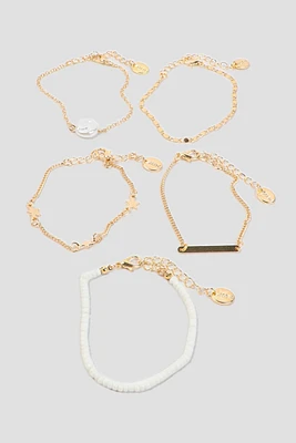 Ardene 5-Pack Star Charm Bracelets in Gold