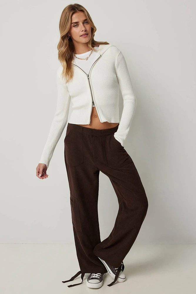 Ardene Wide Leg Corduroy Pants in Brown | Size | Polyester