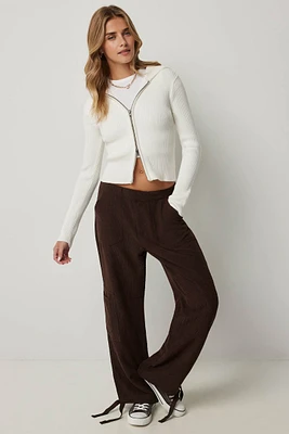 Ardene Wide Leg Corduroy Pants in Brown | Size