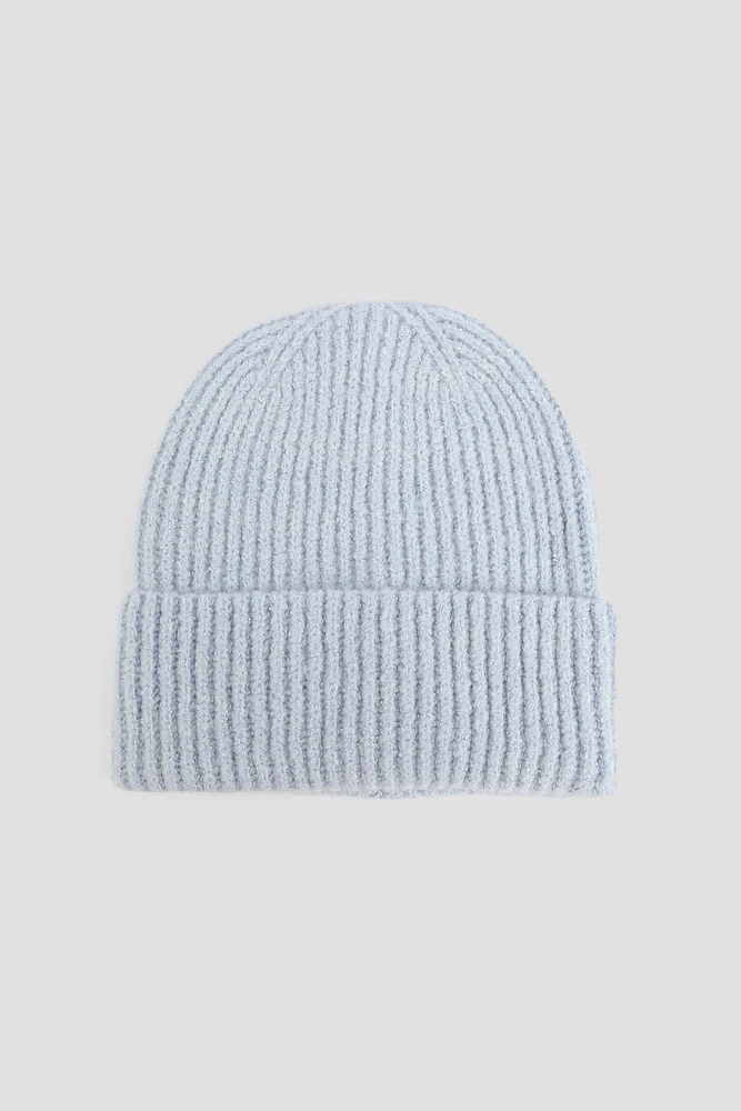 Ardene Wide Cuff Ribbed Beanie in Light Blue | Polyester/Elastane/Polyamide