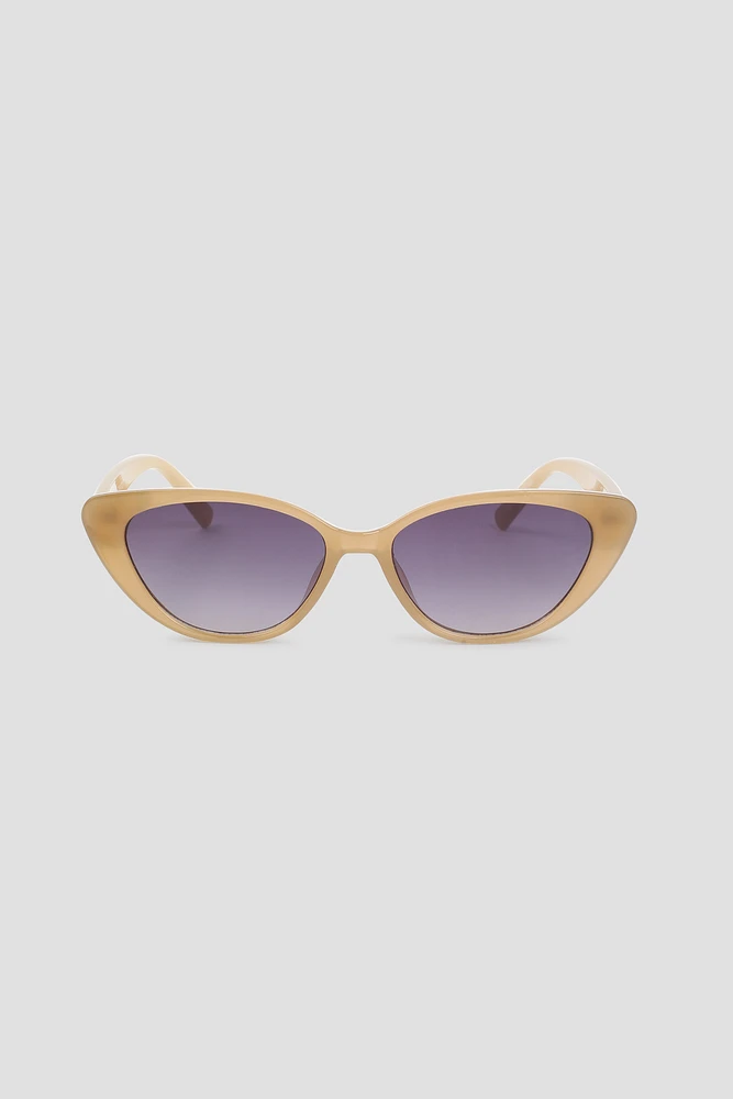 Ardene Slim Cat Eye Sunglasses in Beige