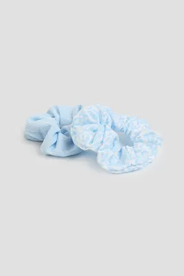 Ardene 2-Pack Floral & Solid Scrunchies in Light