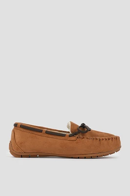 Ardene Mocasin Slippers in Cognac | Size | Faux Suede | Eco-Conscious