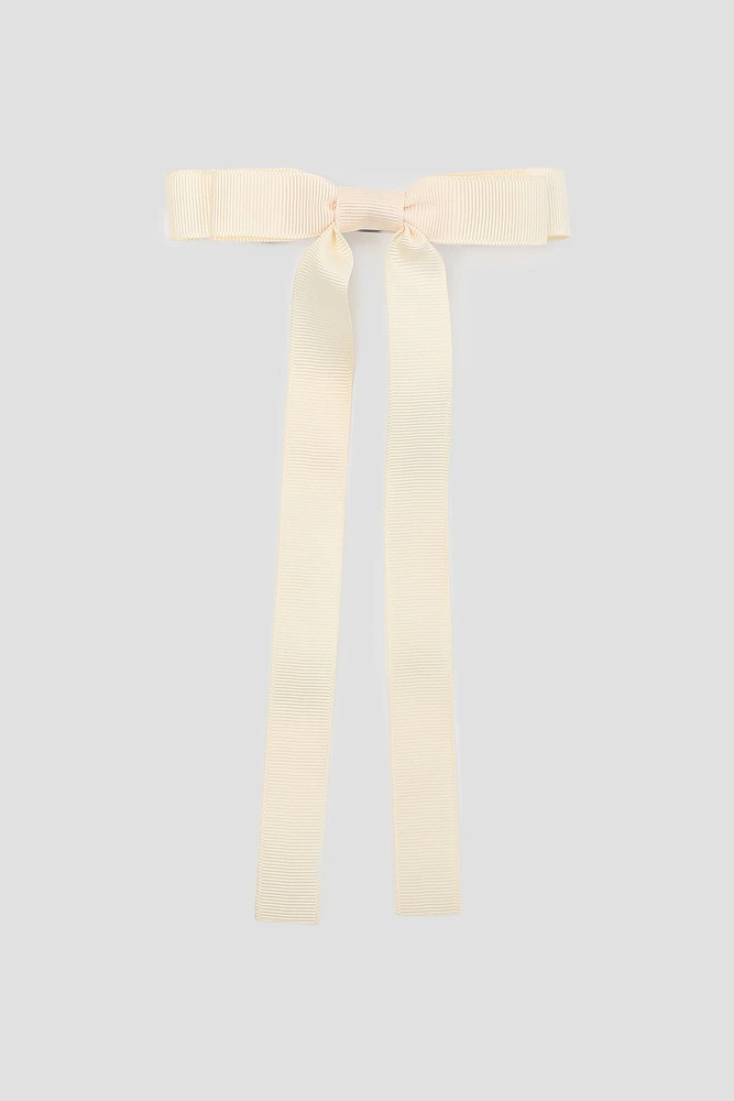 Ardene Ribbon Bow Clip in Beige