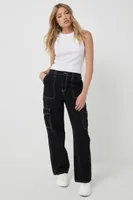 Ardene High Rise 90's Cargo Jeans in Black | Size | 100% Cotton