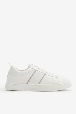 Ardene Crocodile Insert Sneakers in White | Size | Faux Leather/Rubber