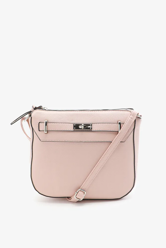 Ardene Square Crossbody Bag in Blush | Faux Leather/Polyester