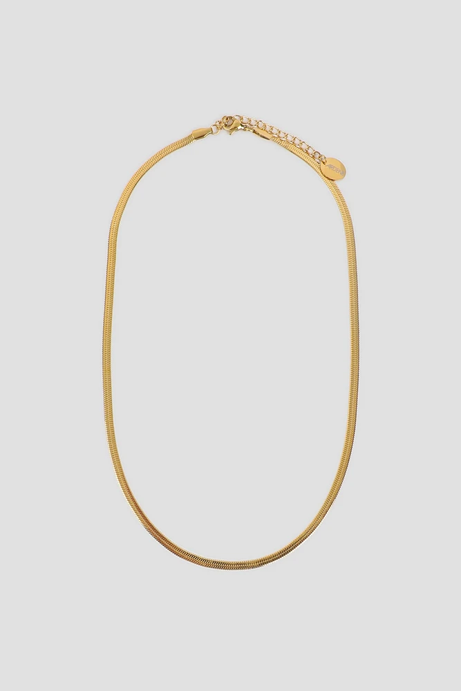 Ardene Stainless Steel Herringbone Chain in Gold