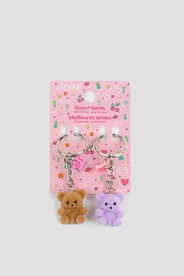 Ardene Kids 2-Pack BFF Fuzzy Bear Keychains in Lilac