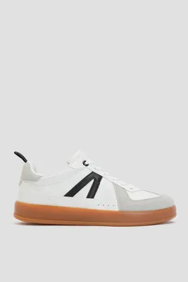Ardene Sneakers with Contrast Details in White | Size | Faux Leather