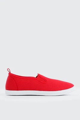 Ardene Canvas Slip On Sneakers in Red | Size | Eco-Conscious