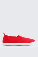 Ardene Canvas Slip On Sneakers in Red | Size | Eco-Conscious