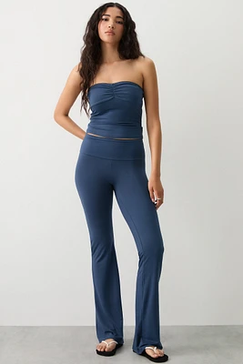 Ardene Lettering Back Flare Leggings in Dark Blue | Size | Polyester/Spandex | Eco-Conscious