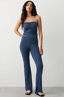 Ardene Lettering Back Flare Leggings in Dark Blue | Size | Polyester/Spandex | Eco-Conscious