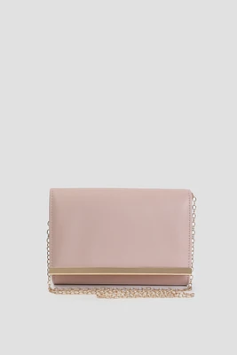 Ardene Rectangular Clutch in Blush | Faux Leather/Polyester