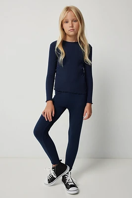 Ardene Kids Super Soft Black Leggings in Dark Blue | Size Large | Polyester/Spandex