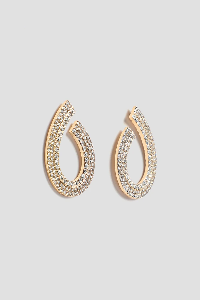 Ardene Embellished Curved Earrings in Gold | Stainless Steel