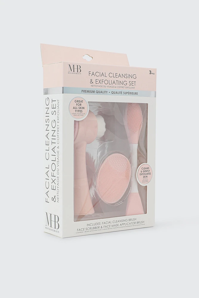 Ardene Facial Cleansing & Exfoliating Set in Light Pink | Rubber