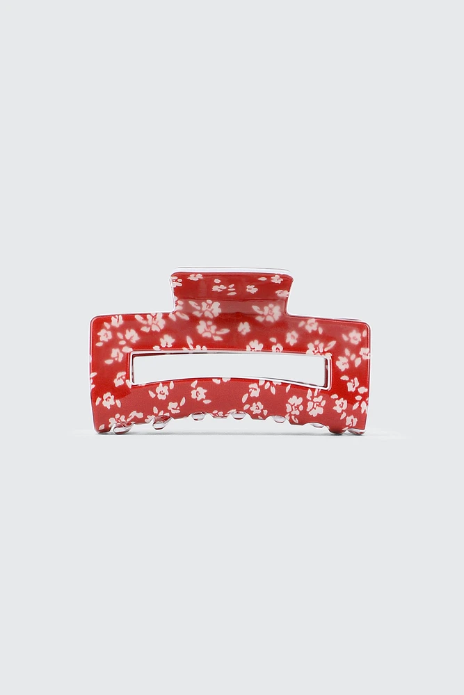 Ardene Floral Hair Claw in Red