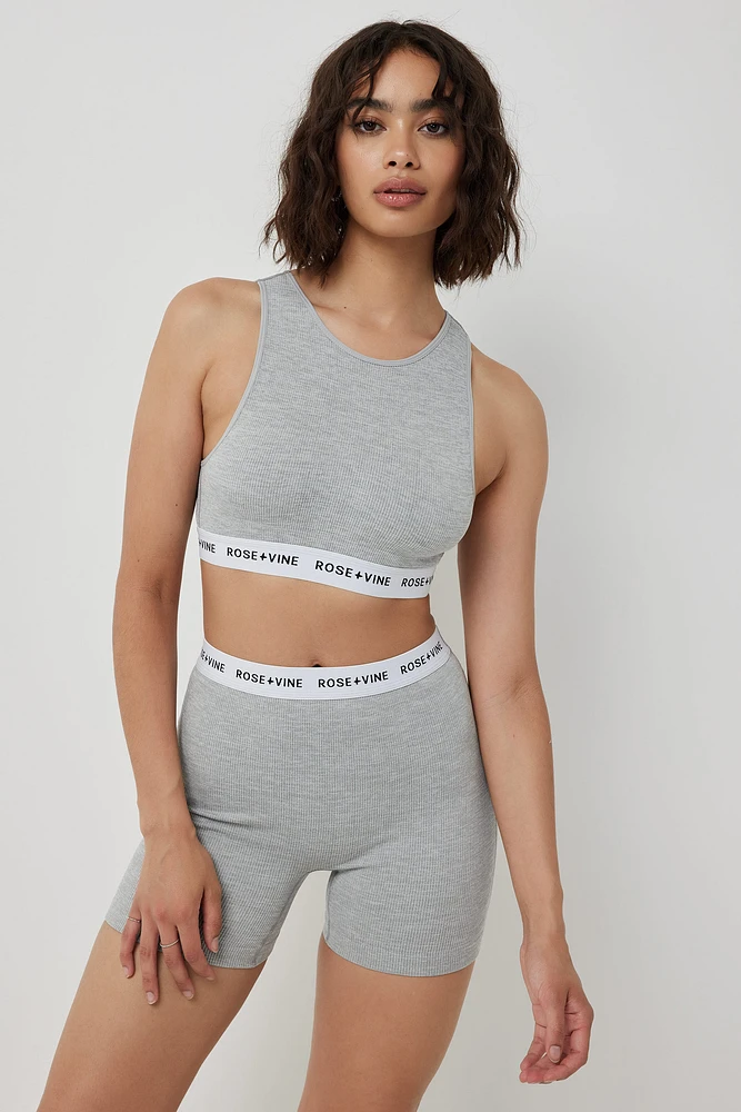 Ardene Tank & Biker Shorts PJ Set in Light Grey | Size | Nylon/Elastane | Eco-Conscious