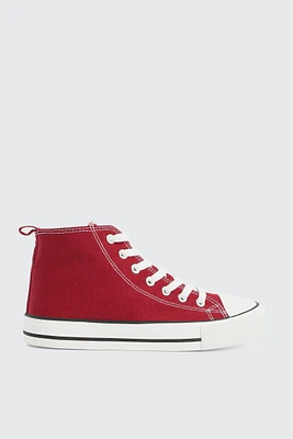 Ardene Canvas High Top Sneakers in Burgundy | Size | Rubber | Eco-Conscious