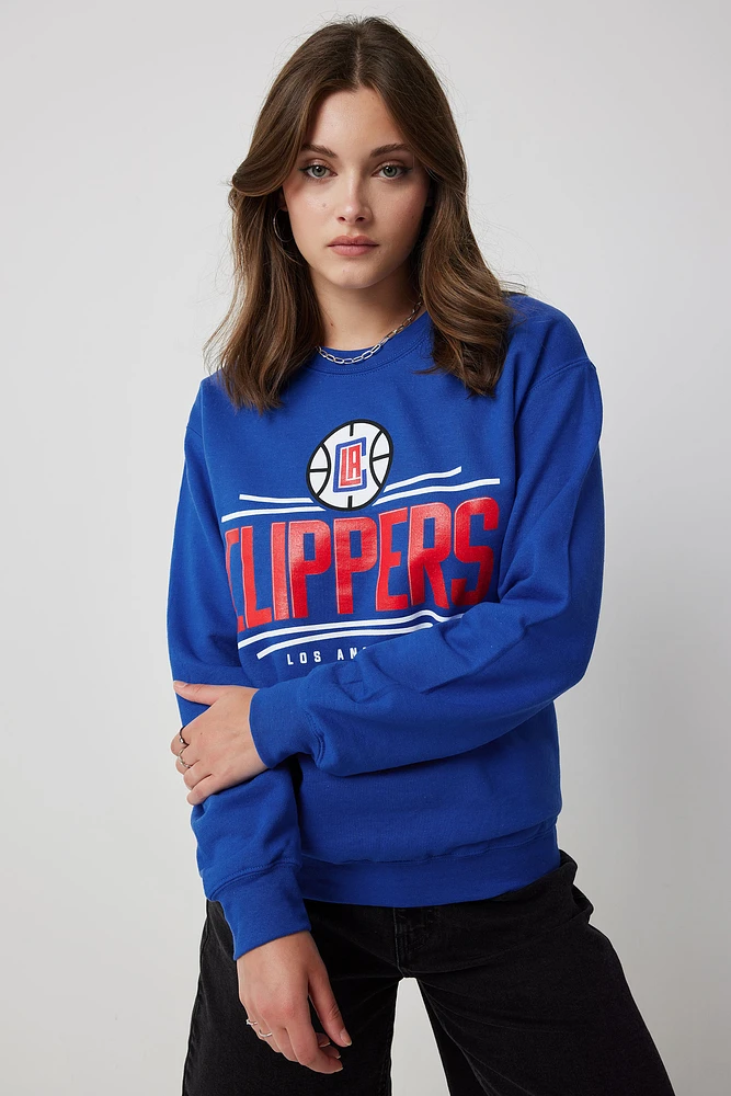Ardene Clippers Sweatshirt in Blue | Size | Polyester/Cotton | Fleece-Lined