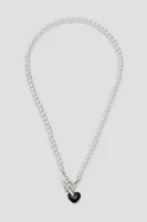 Ardene Pearl Necklace with Heart Pendant in Silver